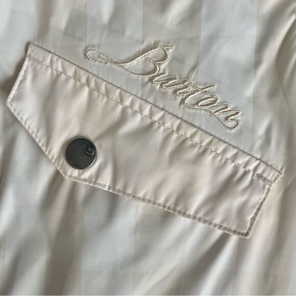 Burton Duchess Cream White Checked Insulated Ski Jacket Faux Fur Collar Size XS - Picture 8 of 16